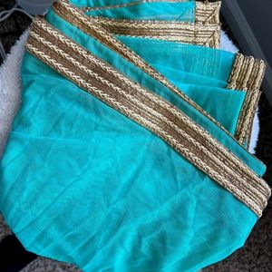 Aqua/green and gold Dupatta